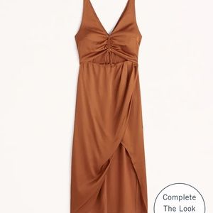 NWT A&F Cinch-Front Satin Midi Dress